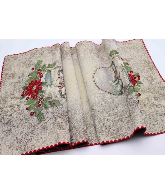 Runner in gobelin decorato con moivo natalizio: st. moriz : Tessuto - Poliestere cotone, Misura - 45x140 cm, Variante - St.moriz