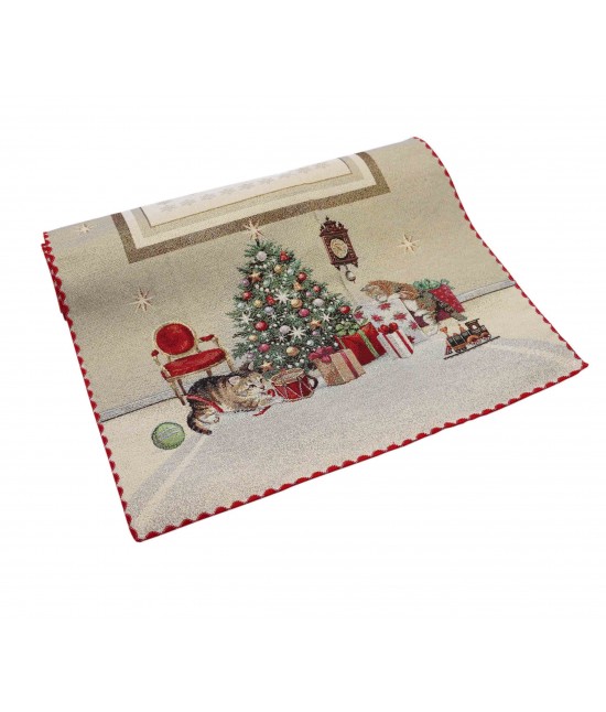Runner centrotavola in gobelin finemente decorato con motivo natalizio: stella : Variante - Stella, Tessuto - Poliestere cotone, Misura - 45x140 cm