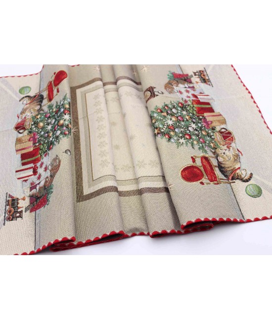 Runner centrotavola in gobelin finemente decorato con motivo natalizio: stella : Variante - Stella, Tessuto - Poliestere cotone, Misura - 45x140 cm