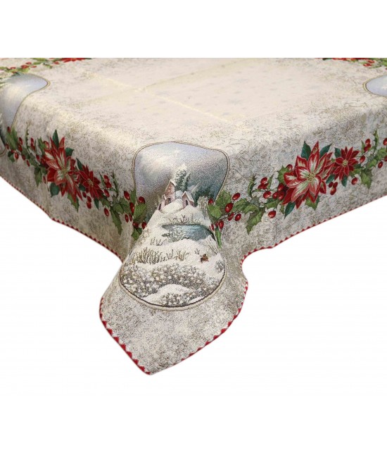 Centrotavola in gobelin decorato con motivo natalizio: st. moriz : Tessuto - Poliestere cotone, Variante - St.moriz, Misura - 100x100 cm