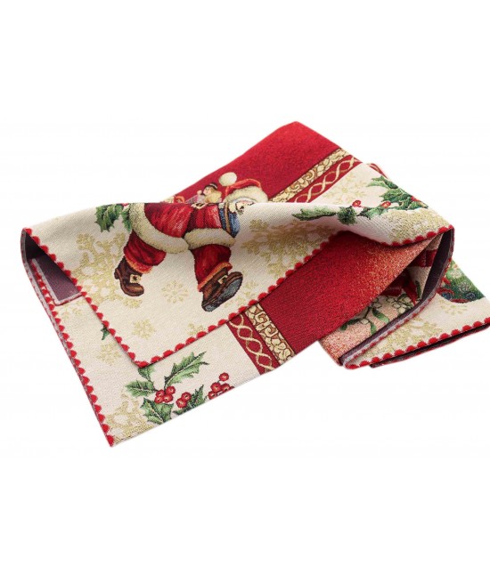Centrotavola finemente decorato con motivo natalizio in tessuto gobelin: santa claus : Tessuto - Poliestere cotone, Variante - Santa claus, Misura - 100x100 cm