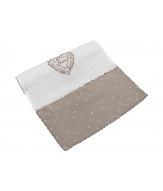 Blanco raya - Runner con bordo a contrasto fantasia vichy e ricamo home ecru: sd172045