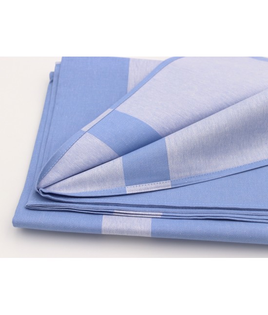 Servizio tovaglia con tovaglioli in puro cotone tinta unita: disegno 5 : Colore prodotto - Azzurro, Tessuto - Cotone, Misura - 4 posti
