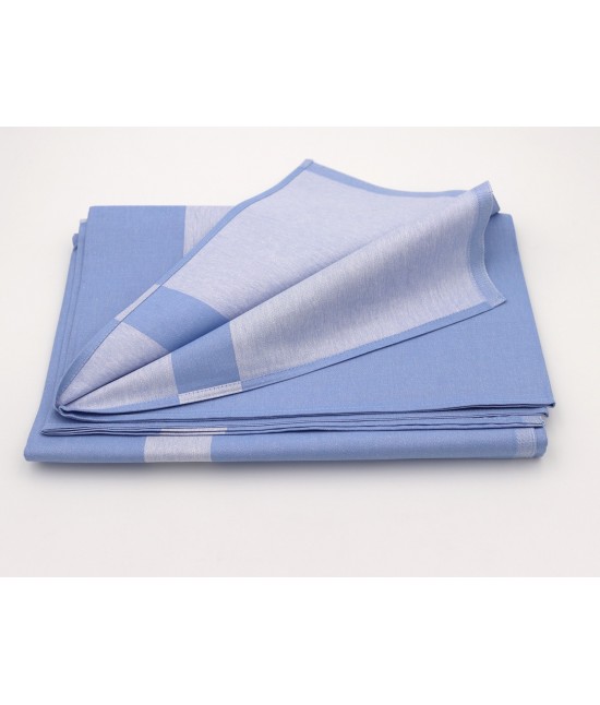 Servizio tovaglia con tovaglioli in puro cotone tinta unita: disegno 5 : Colore prodotto - Azzurro, Tessuto - Cotone, Misura - 4 posti