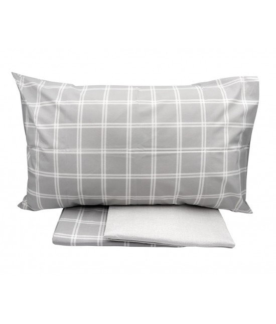 Gabel - Completo lenzuola special edition in 100% cotone stampato composto da sopra + sotto con angoli + federa : tartan.