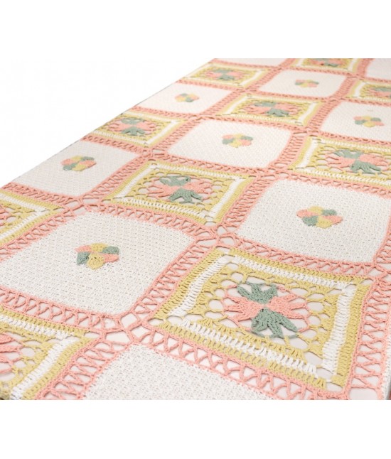 Copriletto uncinetto matrimoniale: t0023a rosa : Colore prodotto - Rosa, Misura - 96x110" - 1pcs., Tessuto - Pizzo di cotone