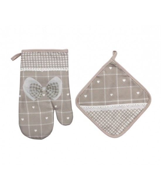 Blanco raya - Set presina e guantone stampato con motivo fiocco.set 2 pezzi: 18002-dis2