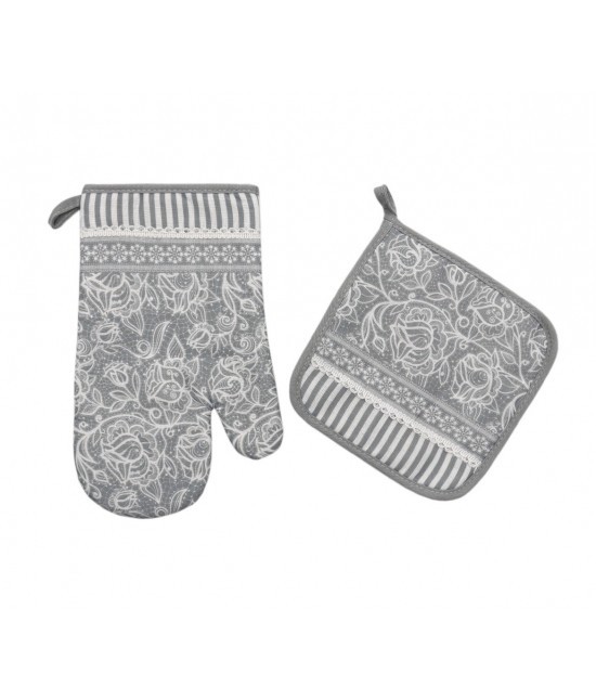 Blanco raya - Set presina e guantone con stampa allover, motivo fiori. set 2 pezzi: 18002-dis4