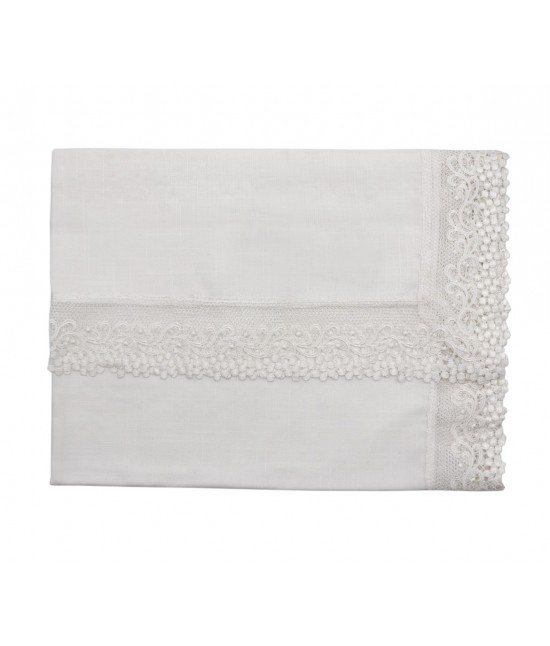 Blanco raya - Centrotavola quadrato con elegante bordo applicato in pizzo macrame': 18c-48-crema
