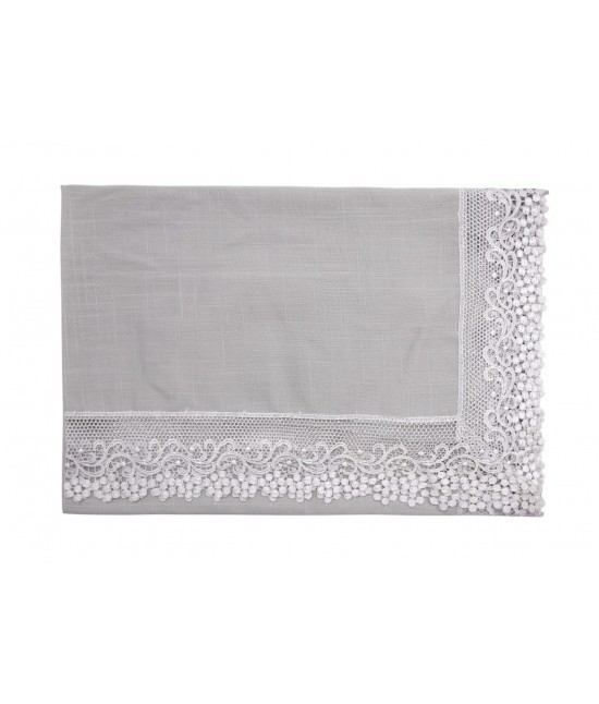 Blanco raya - Centro decorativo quadrato con bordo applicato in pizzo macrame': 18c-48-grigio