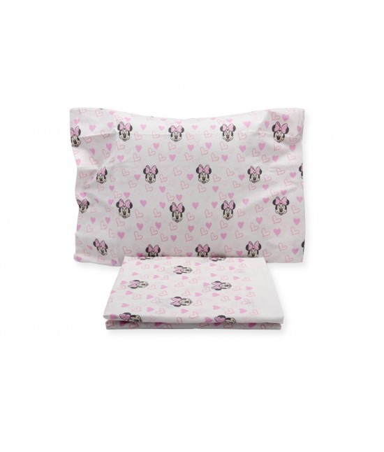 Caleffi - Coppia lenzuola in cotone per culla/lettino bambini fantasia stampata disney: minnie