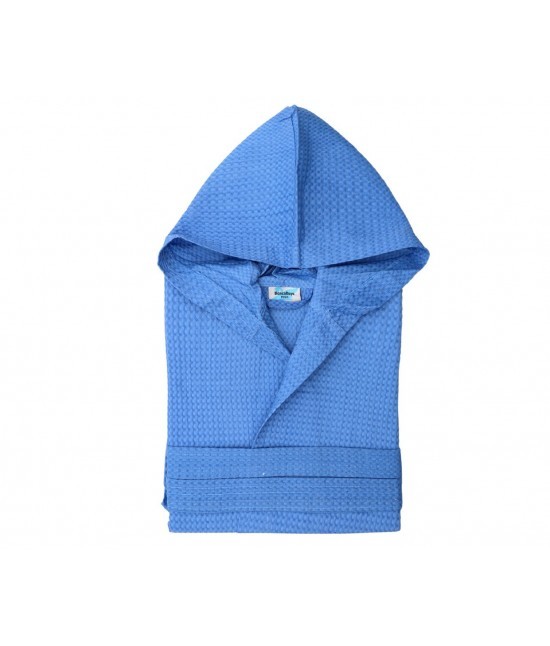 Blanco raya - Accappatoio nido d'ape di puro cotone con cappuccio tinta unita: polo.