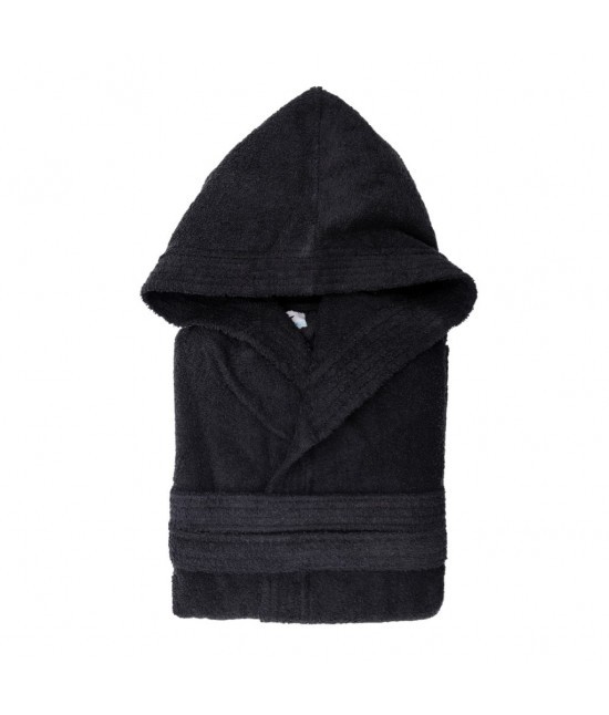 Blanco raya - Accappatoio in spugna di puro cotone idrofilo con cappuccio e cintura tinta unita: essential