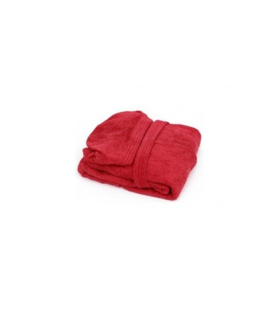 Accappatoio puro cotone con cappuccio tinta unita - viareggio : Colore prodotto - Rosso, Taglia - Xxl