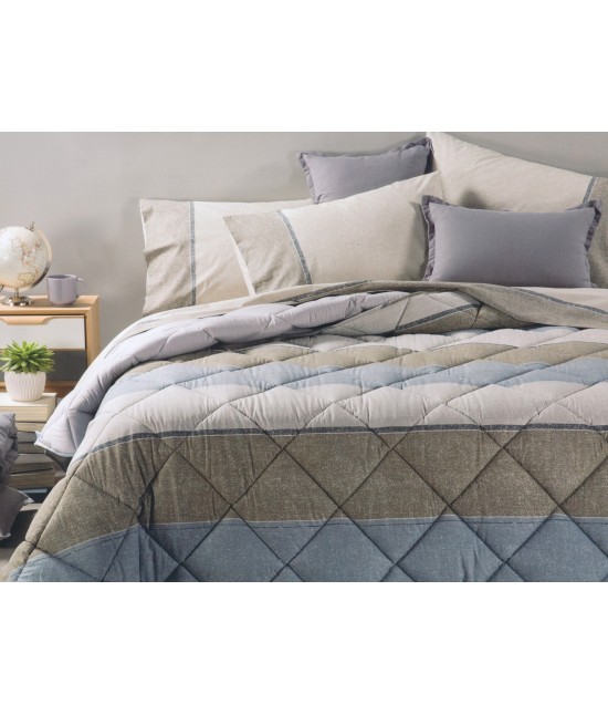 Trapunta piumone invernale singolo stampa fantasia righe grigio: city style : Colore prodotto - Grigio, Misura - Singolo, Tessuto - Poliestere
