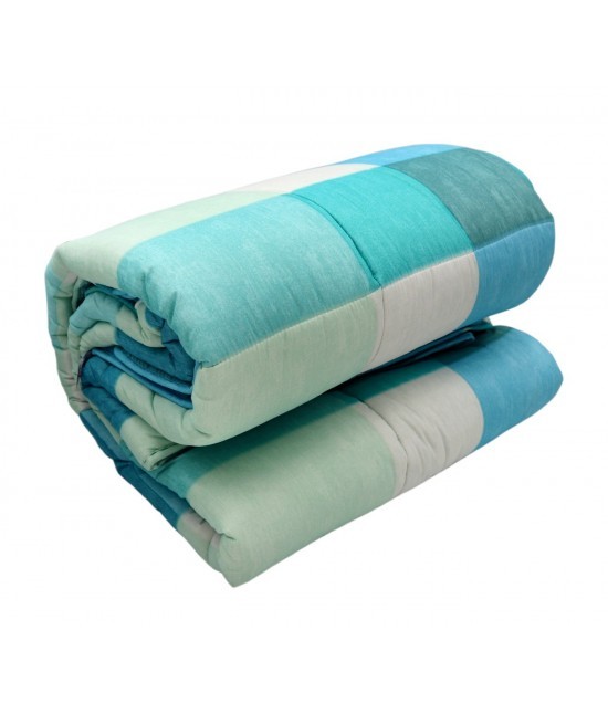 Caleffi - Trapunta invernale in microfibra letto singolo stampa geometrica bluette: cottage
