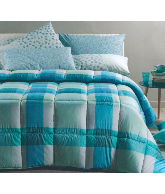 Trapunta invernale in microfibra letto singolo stampa geometrica bluette: cottage : Colore prodotto - Blue, Misura - Singolo, Tessuto - Poliestere