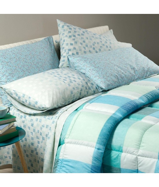 Trapunta invernale in microfibra letto singolo stampa geometrica bluette: cottage : Colore prodotto - Blue, Misura - Singolo, Tessuto - Poliestere