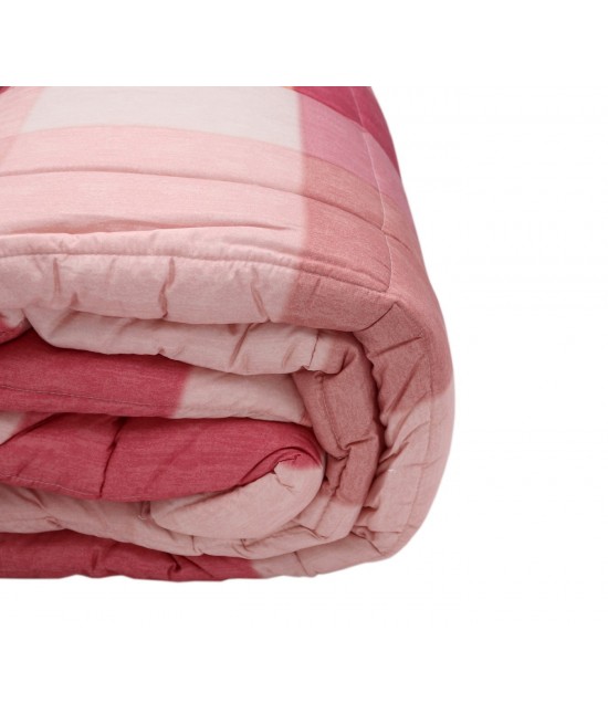 Trapunta invernale in microfibra letto singolo stampa geometrica corallo: cottage : Colore prodotto - Corallo, Misura - Singolo, Tessuto - Poliestere