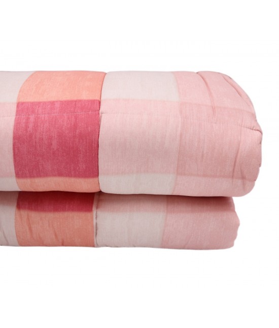 Trapunta invernale in microfibra letto singolo stampa geometrica corallo: cottage : Colore prodotto - Corallo, Misura - Singolo, Tessuto - Poliestere