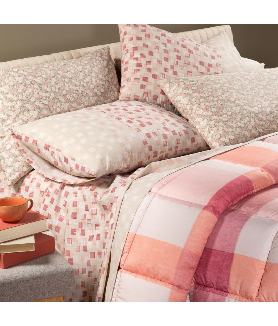 Trapunta invernale in microfibra letto singolo stampa geometrica corallo: cottage : Colore prodotto - Corallo, Misura - Singolo, Tessuto - Poliestere