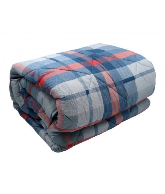 Gabel - Trapunta letto singolo stampata su tessuto sweet touch in morbida saia jacquard blu navy: scott