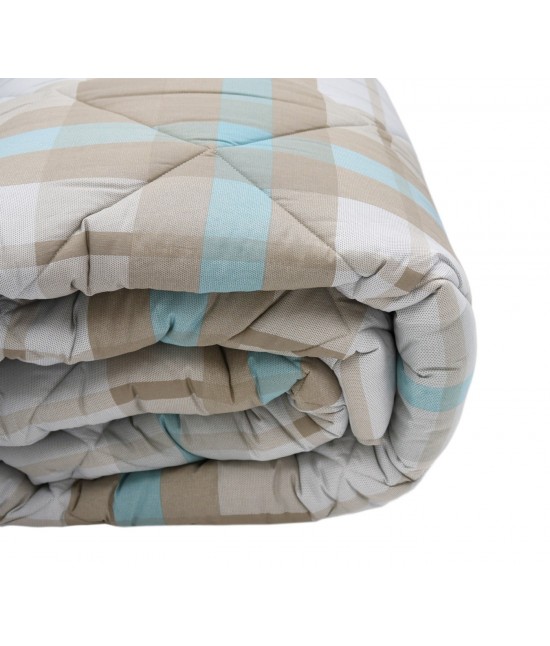 Trapunta letto singolo stampata su tessuto sweet touch in morbida saia jacquard sabbia: scott