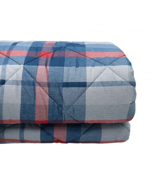 Trapunta letto singolo stampata su tessuto sweet touch in morbida saia jacquard blu navy: scott : Colore prodotto - Navy, Misura - Singolo, Tessuto - Cotone