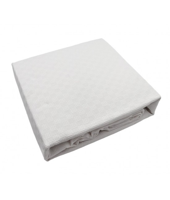 HERMET - Coprieltto matrimoniale cotone piquet leggero motivo geometrico tinta unita bianco: zefiro