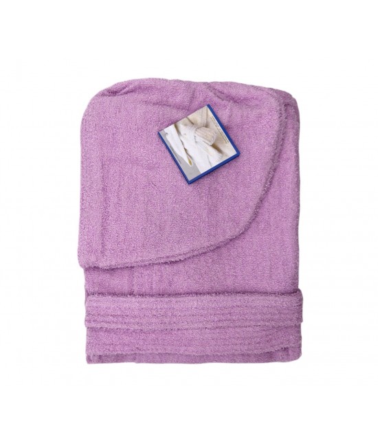 Accappatoio tinta unita in morbida e assorbente spugna con cappuccio e tasche 380 gr/mq glicine: pompea : Colore prodotto - Glicine, Taglia - Xl-xxl, Tessuto - Cotone