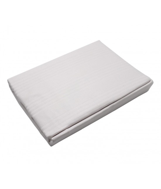 Coprimaterasso una piazza tinta unita disegno a fasce in puro cotone con elastico perimetrale: pompea fasciato : Colore prodotto - Bianco, Misura - Singolo, Tessuto - Cotone