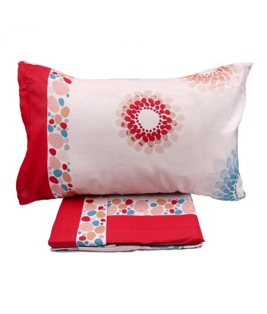 HERMET - Completo letto matrimoniale due posti maxi con stampa fantasia geometrica sfumata rosso: oasis a958