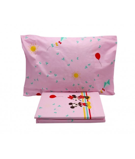 Caleffi - Coppia lenzuola in cotone per culla/lettino bambini fantasia stampata disney minnie&mickey: minnie amici