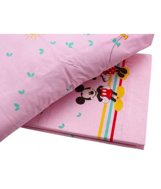 Coppia lenzuola in cotone per culla/lettino bambini fantasia stampata disney minnie&mickey: minnie amici